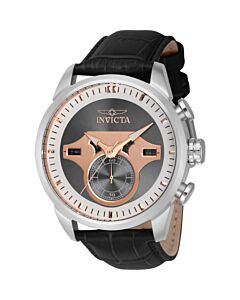 Men's Objet D Art Chronograph Leather Rose Gold and Light Grey Dial Watch