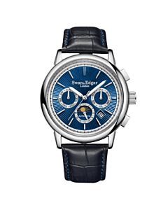 Men's Opulent Leather Blue Dial Watch