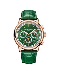 Men's Opulent Leather Green Dial Watch