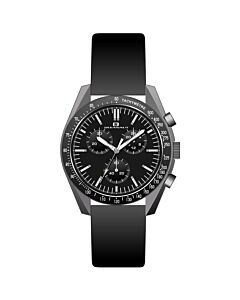 Men's Orbit Chronograph Leather Black Dial Watch
