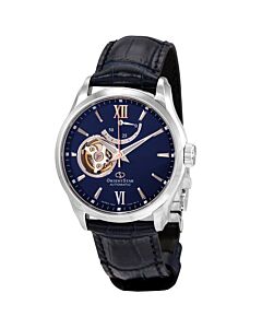 Men's Orient Star Leather Blue (Open Heart) Dial Watch