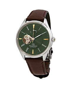 Men's Orient Star Leather Green (Open Heart) Dial Watch