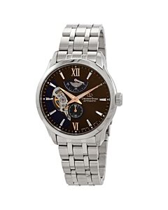 Men's Orient Star Stainless Steel Brown Blue (Cut-Out) Dial Watch