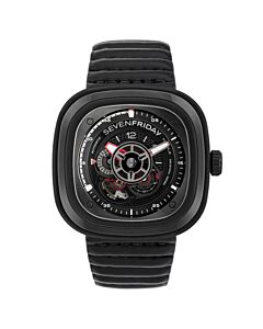 Men's P Series Leather Black Dial Watch