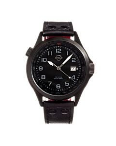 Men's Palau Genuine Leather Black Dial Watch