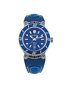 Men's Panfilo Leather Blue Dial Watch