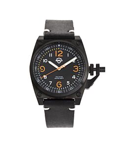 Men's Pascal Leather Black Dial Watch