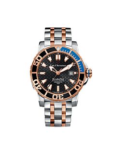 Men's Patravi ScubaTec Stainless Steel and 18kt Rose Gold Black Dial Watch