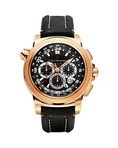 Men's Patravi TravelTec Chronograph Leather Black Dial Watch