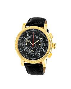 Men's Phileas Chronograph Genuine Leather Black Dial Watch