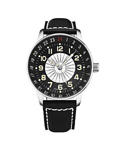 Men's Pilot Leather Black Dial Watch