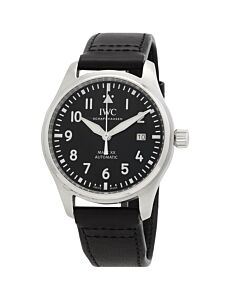 Men's Pilots Leather Black Dial Watch