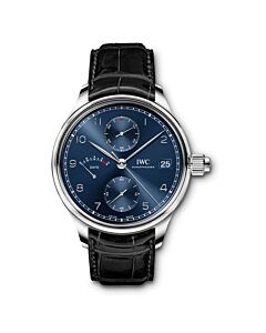 Men's Portugieser Monopusher “Laureus Sport For Good” Chronograph Alligator Leather Blue Dial Watch