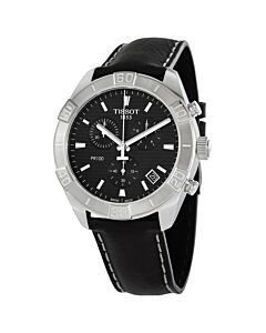 Men's PR100 Chronograph Leather Black Dial Watch