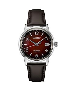 Men's Presage Cocktail Leather Red Dial Watch
