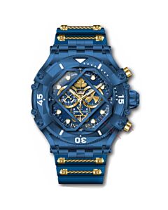 Men's Pro Diver Chronograph Cable and Silicone Gold and Blue Dial Watch