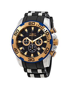 Men's Pro Diver Chronograph Polyurethane with Stainless Steel Barrel Inserts Black Dial Watch