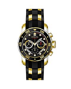 Men's Pro Diver Chronograph Polyurethane with Yellow Gold-tone Stainless Steel Black Dial