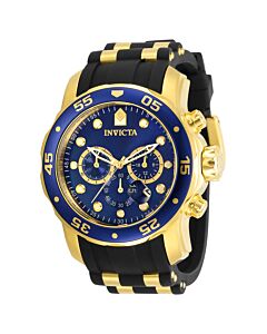 Men's Pro Diver Chronograph Polyurethane with Yellow Gold-tone Stainless Steel Blue Dial Watch