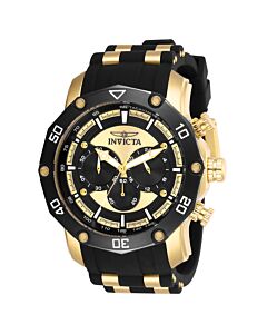 Men's Pro Diver Chronograph Silicone (Polyurethane) with Yellow Gold-tone Stai Black and Yellow Gold Dial Watch