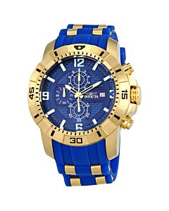 Men's Pro Diver Chronograph Silicone with a Yellow Gold-plated Barrel Inserts Blue Glass Fiber Dial