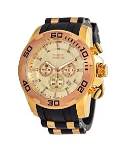 Mens-Pro-Diver-Chronograph-Silicone-with-Gold-plated-Inserts-Gold-Dial