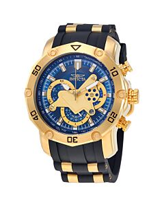 Men's Pro Diver Chronograph Silicone with Yellow Gold-plated Accents Blue Dial