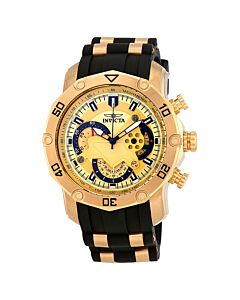 Men's Pro Diver Chronograph Black Silicone with Yellow Gold-plated Accents Gold Dial