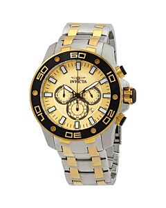 Men's Pro Diver Chronograph Stainless Steel Yellow Gold Dial Watch