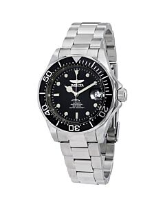 Men's Pro Diver Automatic Stainless Steel Black Dial Smooth Bezel
