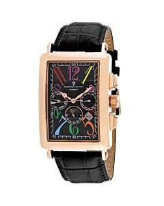 Men's Prodigy Leather Black Dial Watch
