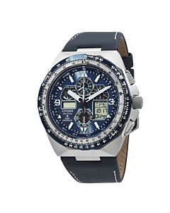 Men's Promaster Skyhawk A-T Chronograph Leather Blue Dial Watch