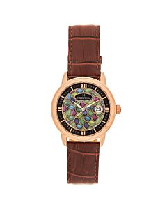 Men's Protégé Genuine Leather Multi-Color Dial Watch