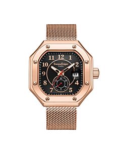 Men's Quadrant Stainless Steel Black Dial Watch