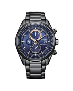 Men's Radio-Controlled Chronograph Stainless Steel Blue Dial Watch