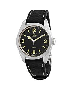 Men's Ranger Hybrid Rubber and Leather Black Dial Watch