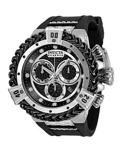 Men's Reserve Chronograph Silicone with Stainless Steel Inserts Black Dial Watch