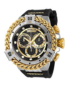 Men's Reserve Chronograph Silicone with Yellow Gold-tone Stainless Steel Black Dial Watch