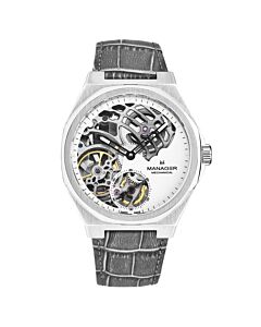 Men's Revolution Leather White Dial Watch