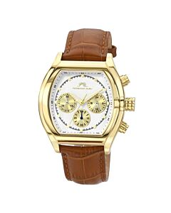 Men's Roman Chronograph Leather White Dial Watch