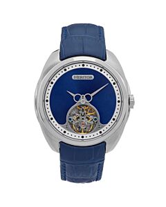 Men's Roman Genuine Leather Blue Dial Watch