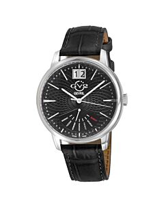 Men's Rovescio Leather Black Dial Watch