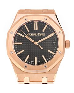 Men's Royal Oak 18kt Rose Gold Black Dial Watch