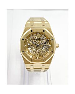 Men's Royal Oak 18kt Yellow Gold Transparent Dial Watch