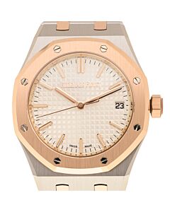 Men's Royal Oak "50th Anniversary" Stainless Steel and 18kt Rose Gold Silver-tone Dial Watch
