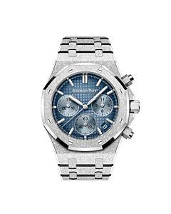 Men's Royal Oak Chronograph Frosted 18kt White Gold Blue Dial Watch