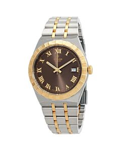 Men's Royal Stainless Steel with 18kt Yellow Gold links Chocolate Brown Dial Watch