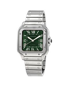 Men's Santos Stainless Steel Green Dial Watch