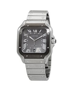 Men's Santos Stainless Steel Grey Dial Watch