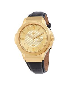 Men's Saxon 48 Leather Gold-tone Dial Watch